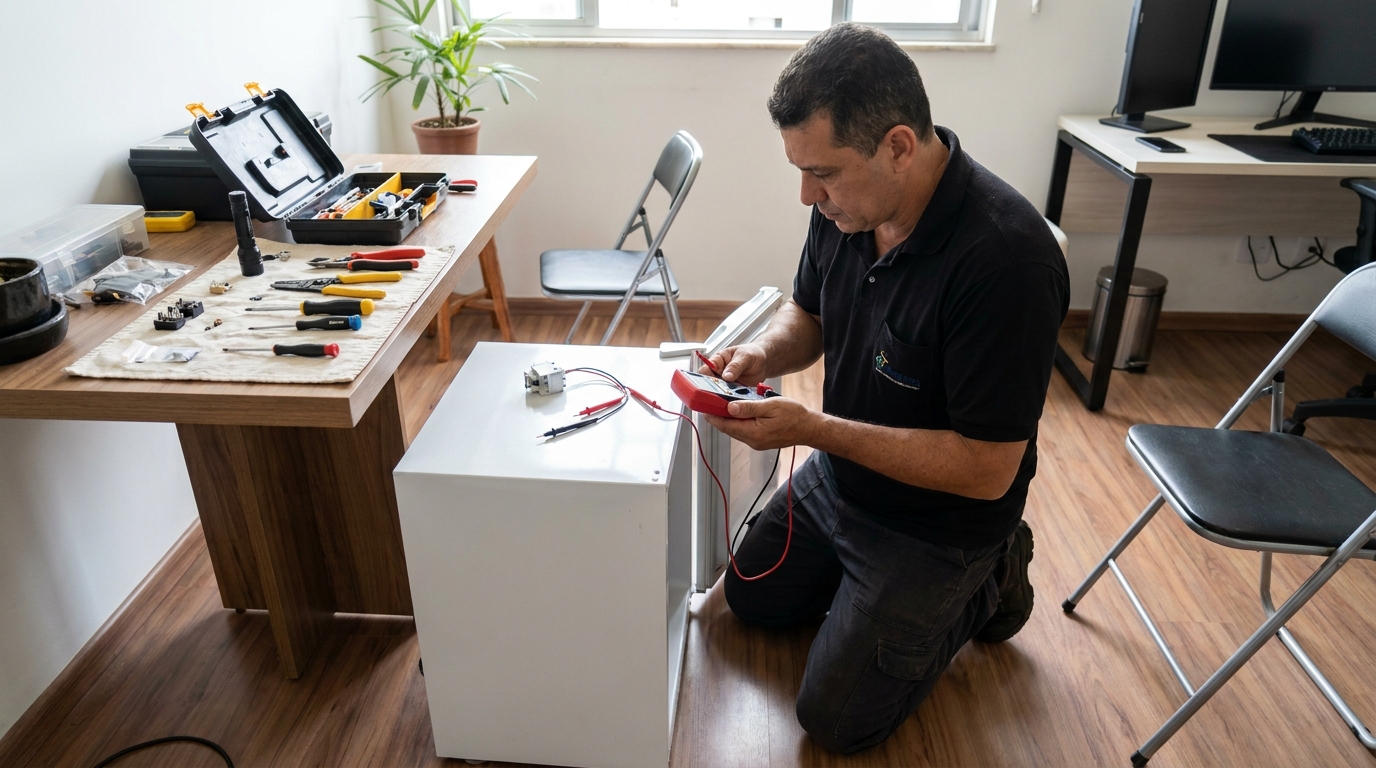 Reparo da placa eletrônica de frigobar na Cidade Jardim, Maringá‑PR